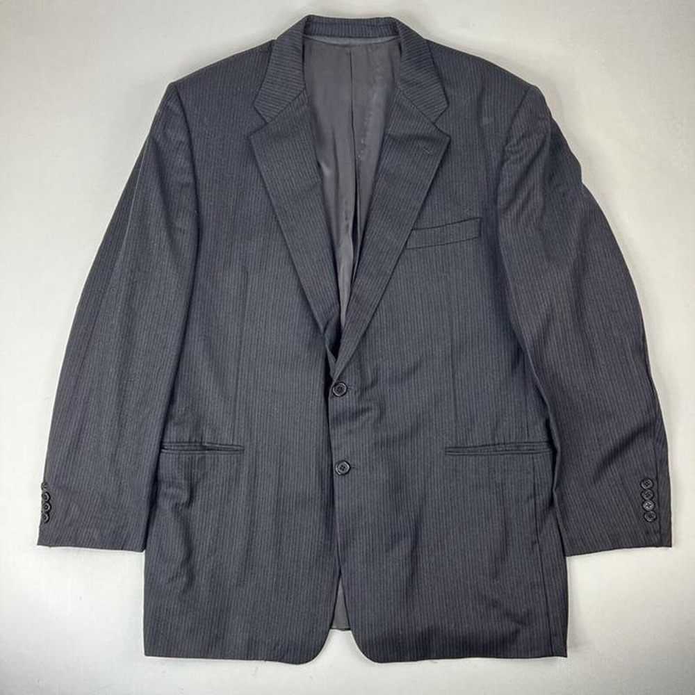 Hickey Freeman Gray w/ Purple Stripe 2 Button 1 Vent Sport Coat Mens‎ Size 48L